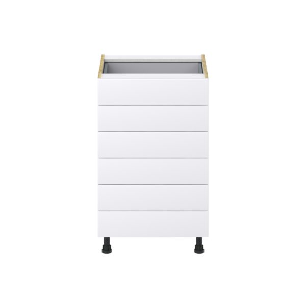 Jasmine Painted Warm White  Shaker Assembled Base Cabinet with 6 Drawers (21 in. W X 34.5 in. H X 24 in. D)