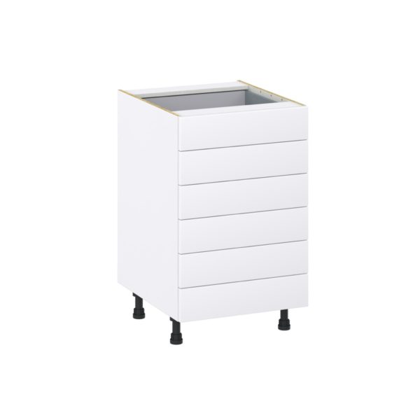 Jasmine Painted Warm White  Shaker Assembled Base Cabinet with 6 Drawers (21 in. W X 34.5 in. H X 24 in. D)