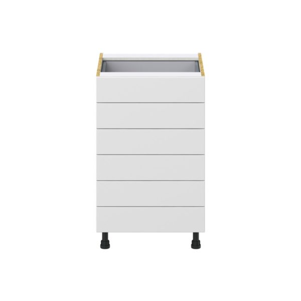 Magnolia Painted Bright White Recessed Assembled Base Cabinet with 6 Drawers (21 in. W X 34.5 in. H X 24 in. D)