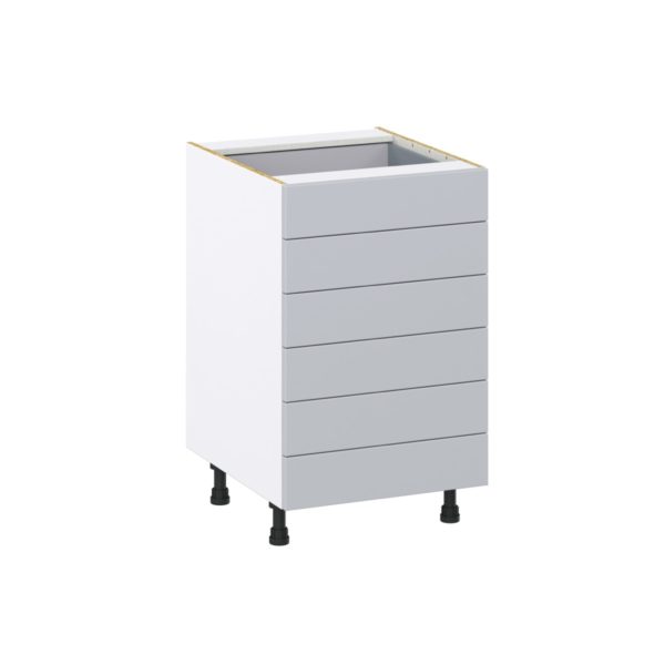 Sea Holly Light Gray  Shaker Assembled Base Cabinet with 6 Drawers (21 in. W X 34.5 in. H X 24 in. D)