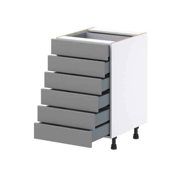 Willow Painted Slate Gray  Shaker Assembled Base Cabinet with 6 Drawers (21 in. W X 34.5 in. H X 24 in. D)