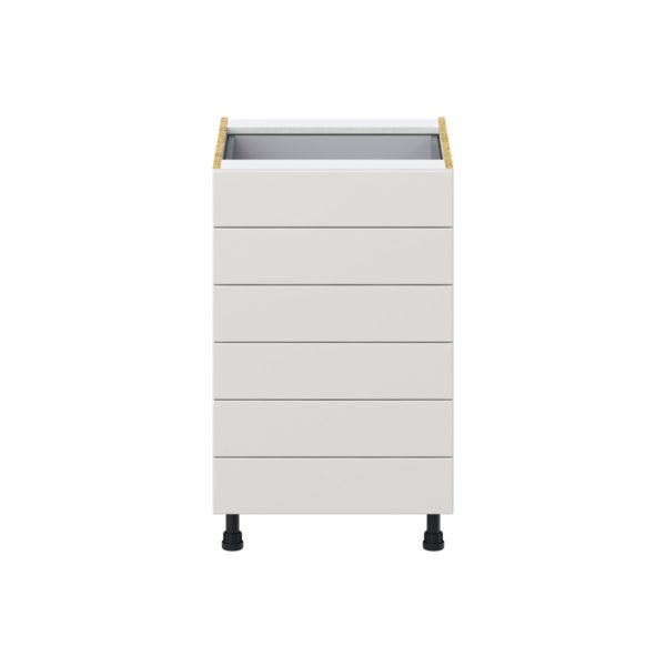 Wisteria Painted Light Gray Recessed Assembled Base Cabinet with 6 Drawers (21 in. W X 34.5 in. H X 24 in. D)