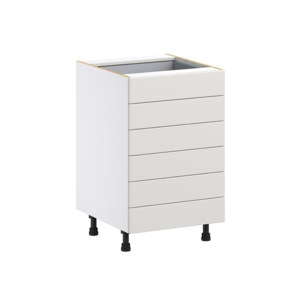 Wisteria Painted Light Gray Recessed Assembled Base Cabinet with 6 Drawers (21 in. W X 34.5 in. H X 24 in. D)