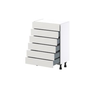 Wisteria Painted Light Gray Recessed Assembled Shallow Base Cabinet with 6 Drawers (24 in. W x 34.5 in. H x 14 in. D)