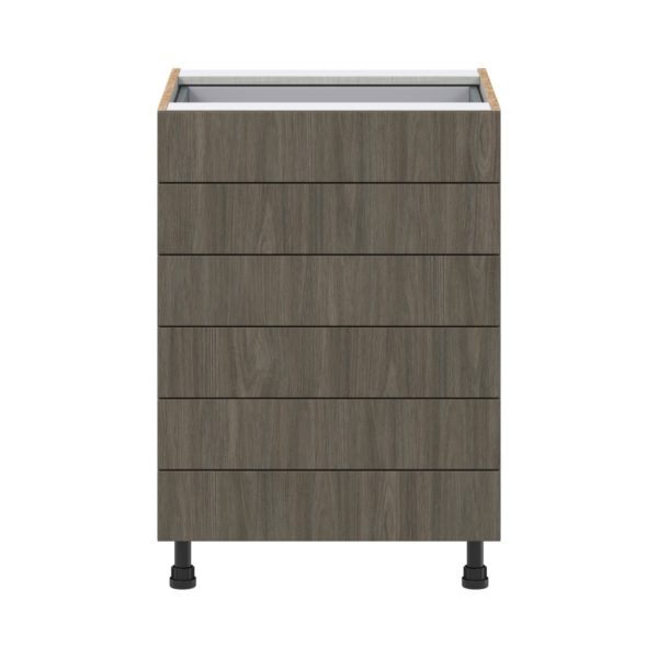 Cordyline Textured Slab Walnut Assembled Base Cabinet with 6 Drawers (24 in. W x 34.5 in. H x 24 in. D)