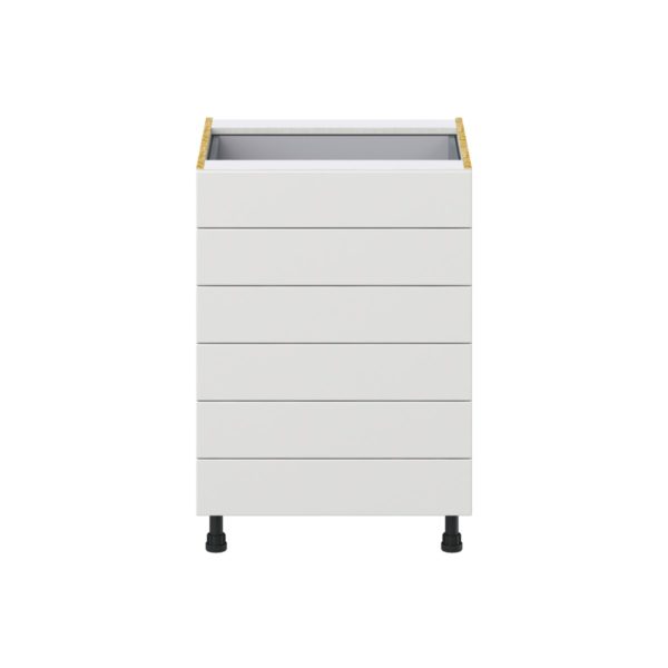 Magnolia Painted Bright White Recessed Assembled Base Cabinet with 6 Drawers (24 in. W x 34.5 in. H x 24 in. D)