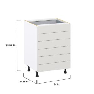 Wisteria Painted Light Gray Recessed Assembled Base Cabinet with 6 Drawers (24 in. W x 34.5 in. H x 24 in. D)