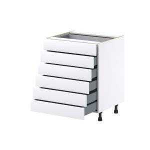 Jasmine Painted Warm White  Shaker Assembled Base Cabinet with 6 Drawers (27 in. W X 34.5 in. H X 24 in. D)