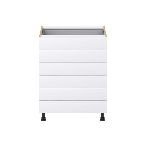 Jasmine Painted Warm White  Shaker Assembled Base Cabinet with 6 Drawers (27 in. W X 34.5 in. H X 24 in. D)