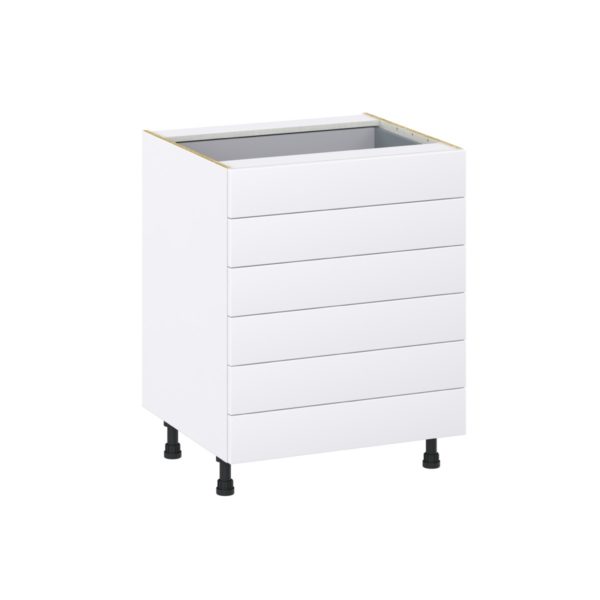 Jasmine Painted Warm White  Shaker Assembled Base Cabinet with 6 Drawers (27 in. W X 34.5 in. H X 24 in. D)