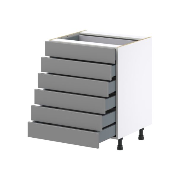 Willow Painted Slate Gray  Shaker Assembled Base Cabinet with 6 Drawers (27 in. W X 34.5 in. H X 24 in. D)