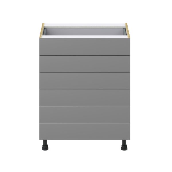 Willow Painted Slate Gray  Shaker Assembled Base Cabinet with 6 Drawers (27 in. W X 34.5 in. H X 24 in. D)