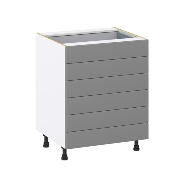 Willow Painted Slate Gray  Shaker Assembled Base Cabinet with 6 Drawers (27 in. W X 34.5 in. H X 24 in. D)