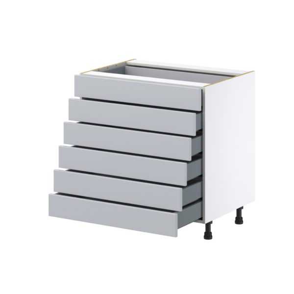 Sea Holly Light Gray  Shaker Assembled Base Cabinet with 6 Drawers (33 in. W X 34.5 in. H X 24 in. D)