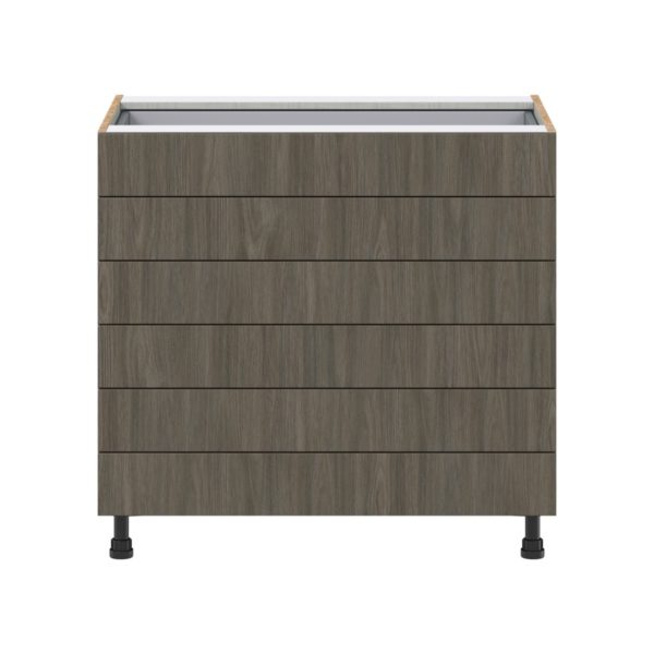 Cordyline Textured Slab Walnut Assembled Base Cabinet with 6 Drawers (36 in. W x 34.5 in. H x 24 in. D)