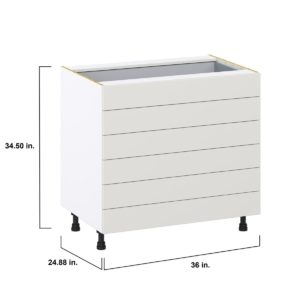 Wisteria Painted Light Gray Recessed Assembled Base Cabinet with 6 Drawers (36 in. W x 34.5 in. H x 24 in. D)