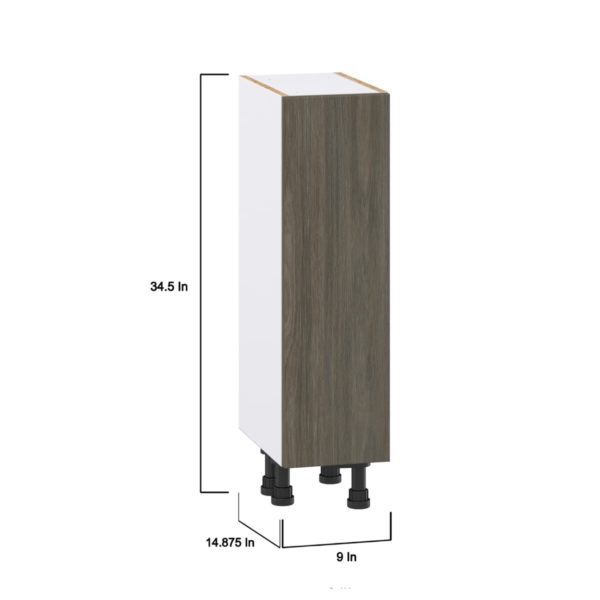 Cordyline Textured Slab Walnut Assembled Shallow Base Cabinet with a Full High Door (9 in. W x 34.5 in. H x 14 in. D)