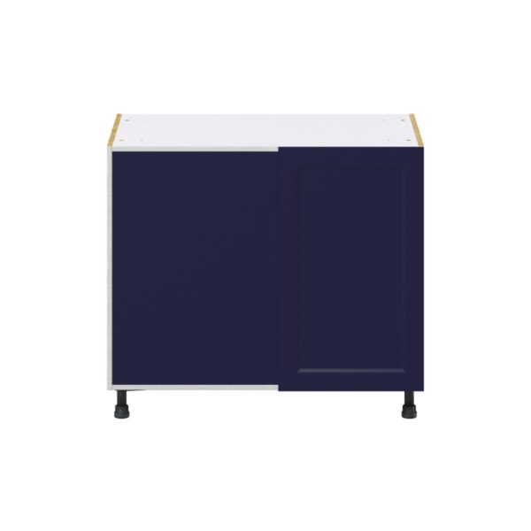 Camellia Painted Midnight Blue Recessed Assembled Blind Base Corner  Cabinet with Left Pull Out (39 in. W x 34.5 in. H x 24 in. D)