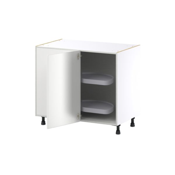 Magnolia Painted Bright White Recessed Assembled Blind Base Corner  Cabinet with Left Pull Out (39 in. W x 34.5 in. H x 24 in. D)