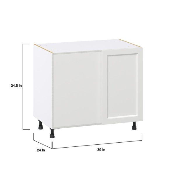 Magnolia Painted Bright White Recessed Assembled Blind Base Corner  Cabinet with Left Pull Out (39 in. W x 34.5 in. H x 24 in. D)