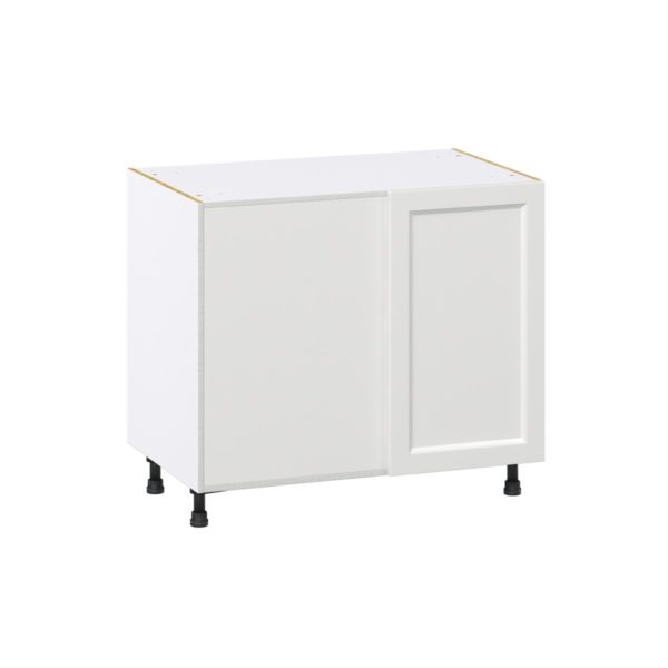 Magnolia Painted Bright White Recessed Assembled Blind Base Corner  Cabinet with Left Pull Out (39 in. W x 34.5 in. H x 24 in. D)