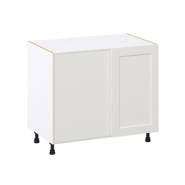 Wisteria Painted Light Gray Recessed Assembled Blind Base Corner  Cabinet Left Open (39 in. W X 34.5 in. H X 24 in. D)