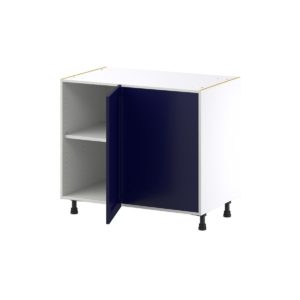 Camellia Painted Midnight Blue Recessed Assembled Blind Base Corner  Cabinet Right Open (39 in. W x 34.5 in. H x 24 in. D)