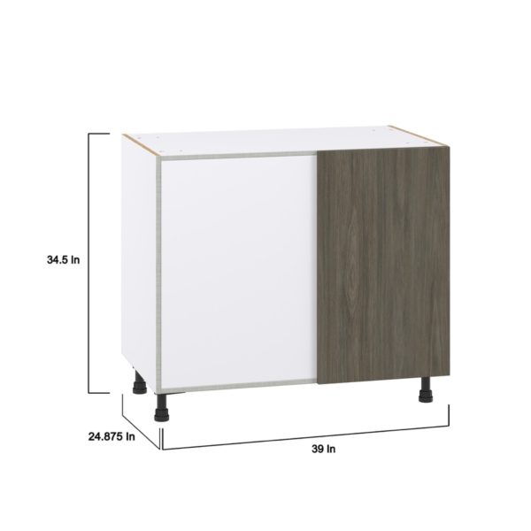 Cordyline Textured Slab Walnut Assembled Blind Base Corner  Cabinet with Right Pull Out (39 in. W x 34.5 in. H x 24 in. D)