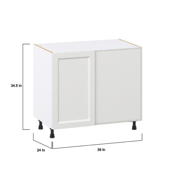 Magnolia Painted Bright White Recessed Assembled Blind Base Corner  Cabinet with Right Pull Out (39 in. W x 34.5 in. H x 24 in. D)