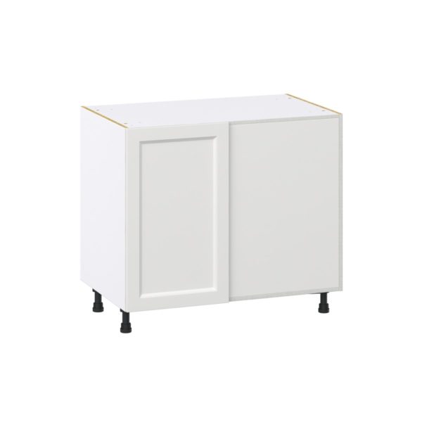 Magnolia Painted Bright White Recessed Assembled Blind Base Corner  Cabinet with Right Pull Out (39 in. W x 34.5 in. H x 24 in. D)