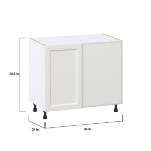 Magnolia Painted Bright White Recessed Assembled Blind Base Corner  Cabinet Right Open (39 in. W x 34.5 in. H x 24 in. D)