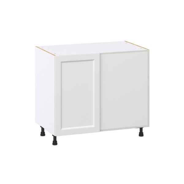 Magnolia Painted Bright White Recessed Assembled Blind Base Corner  Cabinet Right Open (39 in. W x 34.5 in. H x 24 in. D)