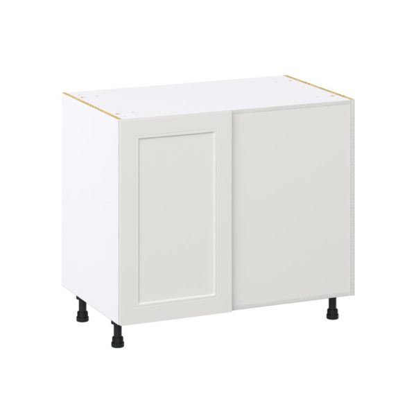 Wisteria Painted Light Gray Recessed Assembled Blind Base Corner  Cabinet Right Open (39 in. W x 34.5 in. H x 24 in. D)