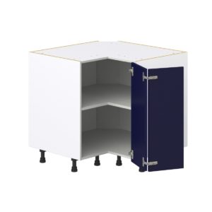 Camellia Painted Midnight Blue Recessed Assembled Base Corner  Cabinet (36 in. W x 34.5 in. H x 24 in. D)