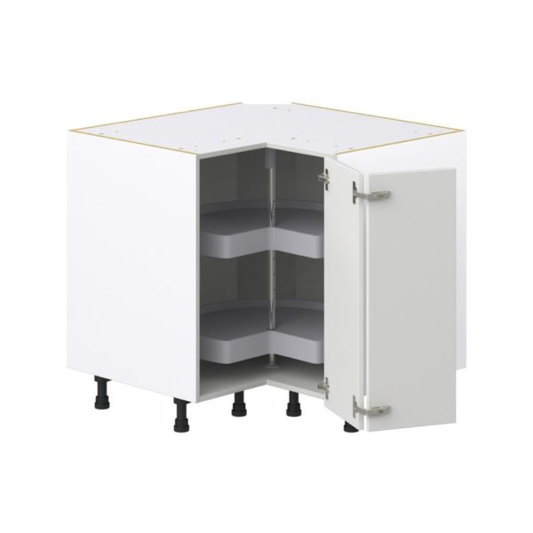 Magnolia Painted Bright White Recessed Assembled Lazy Susan Corner Base Cabinet (36 in. W x 34.5 in. H x 24 in. D)