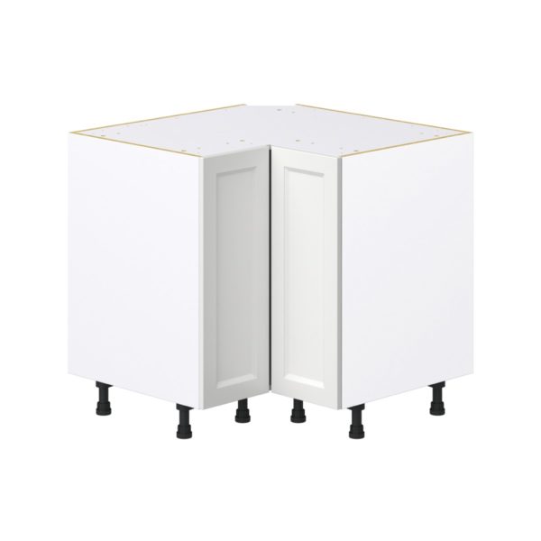 Magnolia Painted Bright White Recessed Assembled Lazy Susan Corner Base Cabinet (36 in. W x 34.5 in. H x 24 in. D)