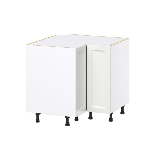 Magnolia Painted Bright White Recessed Assembled Lazy Susan Corner Base Cabinet (36 in. W x 34.5 in. H x 24 in. D)