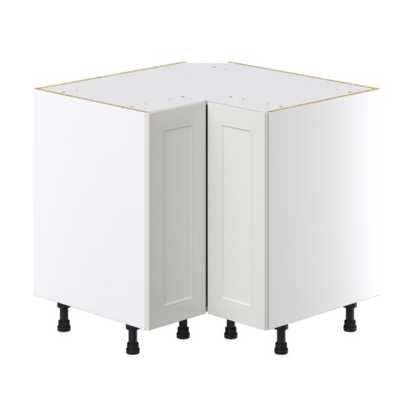 Wisteria Painted Light Gray Recessed Assembled Lazy Susan Corner Base Cabinet (36 in. W x 34.5 in. H x 24 in. D)