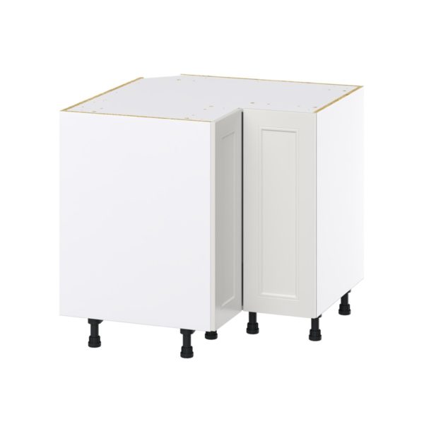 Wisteria Painted Light Gray Recessed Assembled Base Corner  Cabinet (36 in. W x 34.5 in. H x 24 in. D)