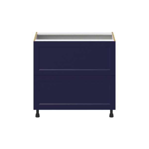 Camellia Painted Midnight Blue Recessed Assembled  Cooktop Base Cabinet with 2 Drawers and a Inner Drawer (36 in. W x 34.5 in. H x 24 in. D)