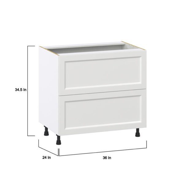 Magnolia Painted Bright White Recessed Assembled  Cooktop Base Cabinet with 2 Drawers and a Inner Drawer (36 in. W x 34.5 in. H x 24 in. D)