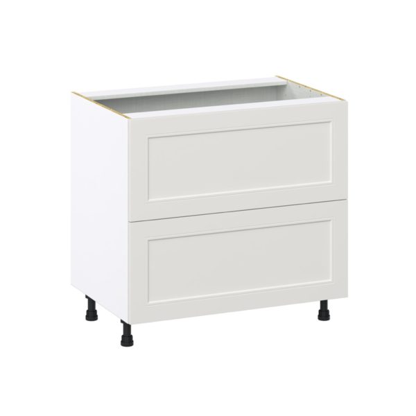 Wisteria Painted Light Gray Recessed Assembled  Cooktop Base Cabinet with 2 Drawers and a Inner Drawer (36 in. W x 34.5 in. H x 24 in. D)