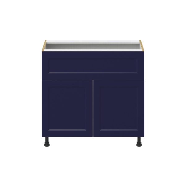 Camellia Painted Midnight Blue Recessed Assembled Cooktop Base Cabinet with 2 Doors and a 10 in. Drawer (36 in. W x 34.5 in. H x 24 in. D)