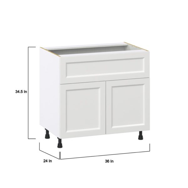 Magnolia Painted Bright White Recessed Assembled Cooktop Base Cabinet with 2 Doors and a 10 in. Drawer (36 in. W x 34.5 in. H x 24 in. D)