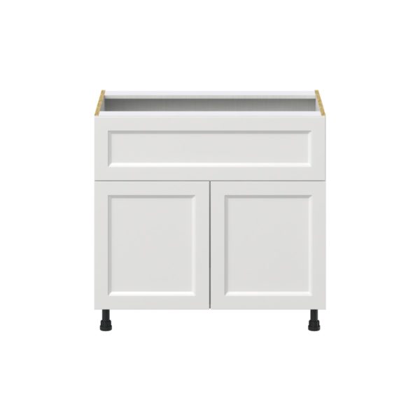 Magnolia Painted Bright White Recessed Assembled Cooktop Base Cabinet with 2 Doors and a 10 in. Drawer (36 in. W x 34.5 in. H x 24 in. D)