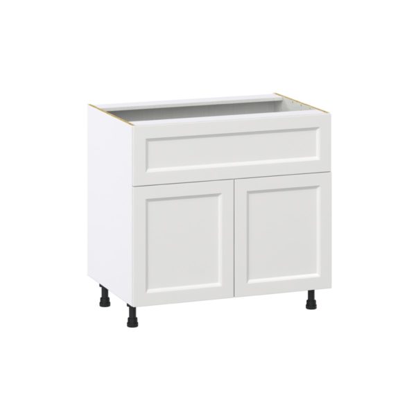 Magnolia Painted Bright White Recessed Assembled Cooktop Base Cabinet with 2 Doors and a 10 in. Drawer (36 in. W x 34.5 in. H x 24 in. D)