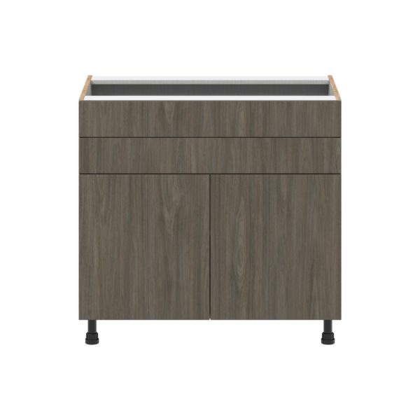 Cordyline Textured Slab Walnut Assembled Cooktop Base Cabinet with 2 Doors and Two 5 in. Drawers (36 in. W x 34.5 in. H x 24 in. D)