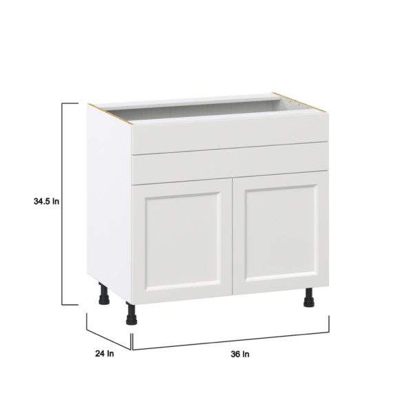 Magnolia Painted Bright White Recessed Assembled Cooktop Base Cabinet with 2 Doors and Two 5 in. Drawers (36 in. W x 34.5 in. H x 24 in. D)