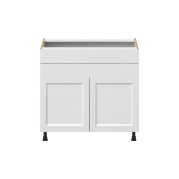 Magnolia Painted Bright White Recessed Assembled Cooktop Base Cabinet with 2 Doors and Two 5 in. Drawers (36 in. W x 34.5 in. H x 24 in. D)