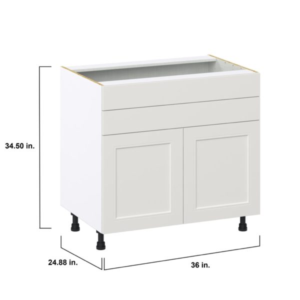 Wisteria Painted Light Gray Recessed Assembled Cooktop Base Cabinet with 2 Doors and Two 5 in. Drawers (36 in. W x 34.5 in. H x 24 in. D)